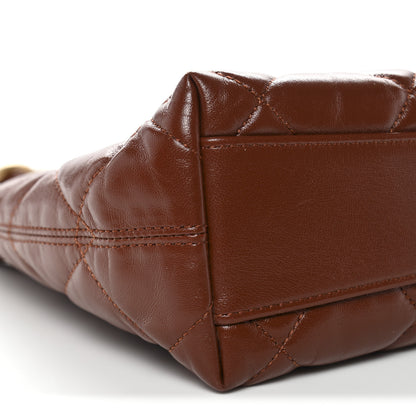 Chanel Shiny Crumpled Lambskin Quilted Small CC Funky Town Hobo Brown 9 of 10