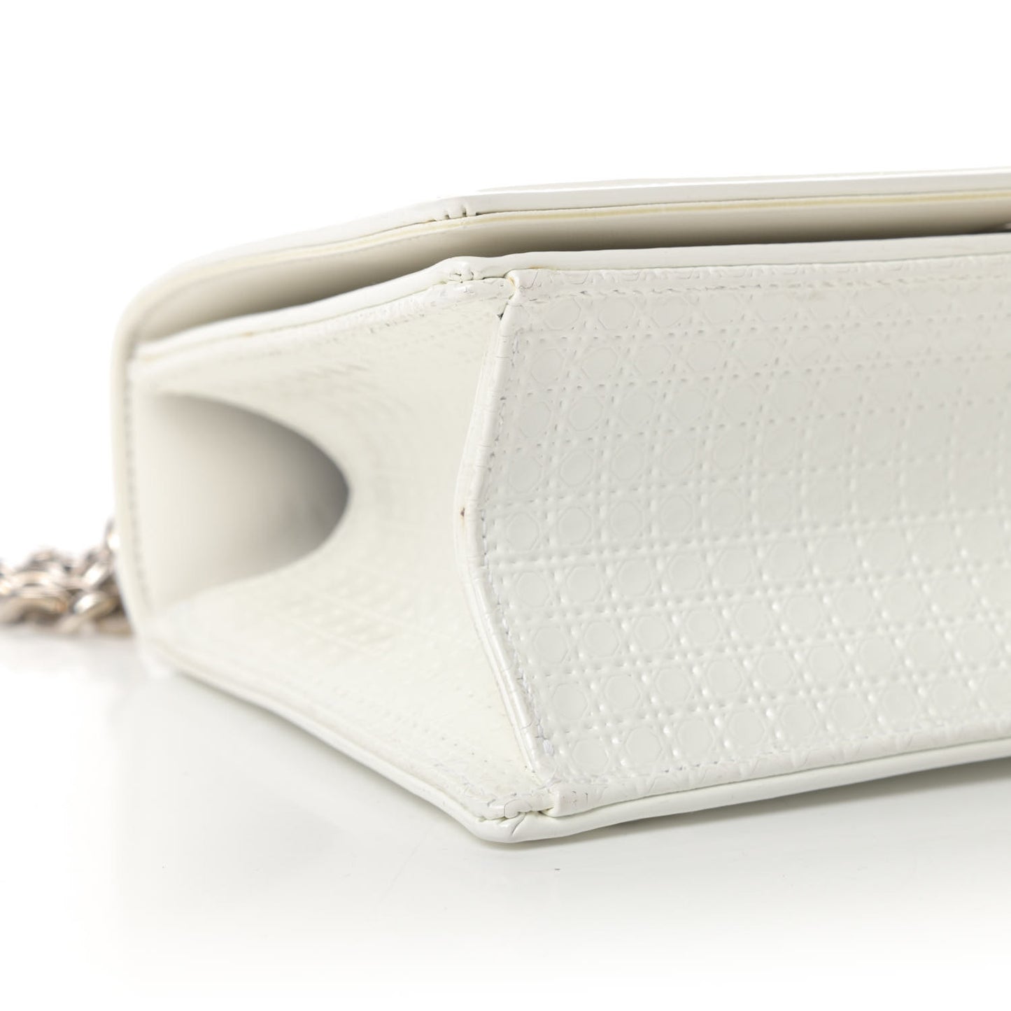Patent Micro-Cannage Small Diorama Flap Bag White