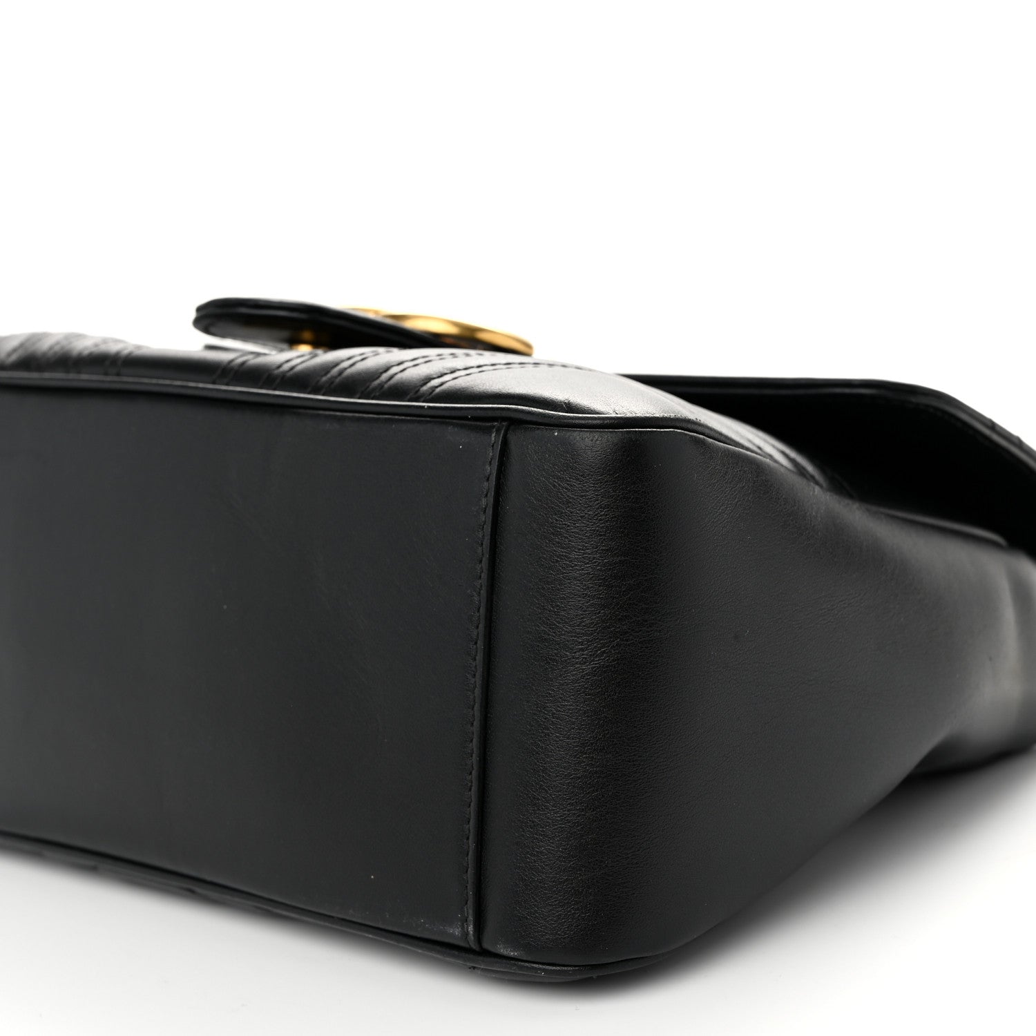 Gucci Calfskin Matelasse Small GG Marmont Top Handle Shoulder Bag Black 10 of 11