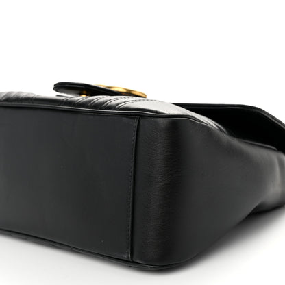 Gucci Calfskin Matelasse Small GG Marmont Top Handle Shoulder Bag Black 10 of 11