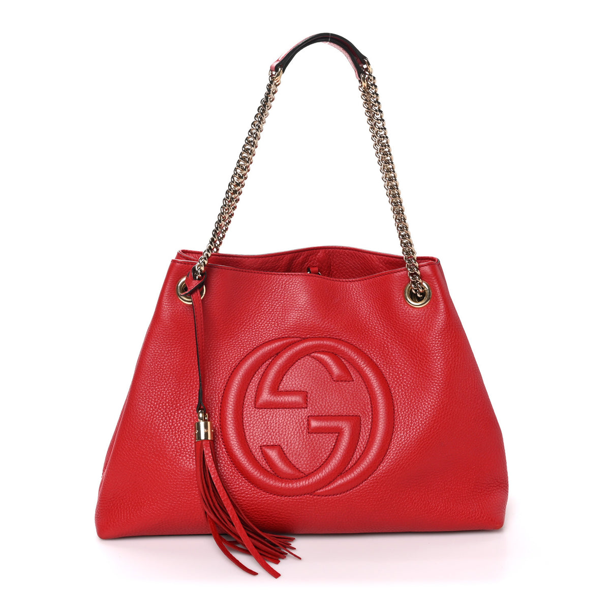 Gucci Pebbled Calfskin Medium Soho Chain Shoulder Bag Tabasco Red 1 of 11