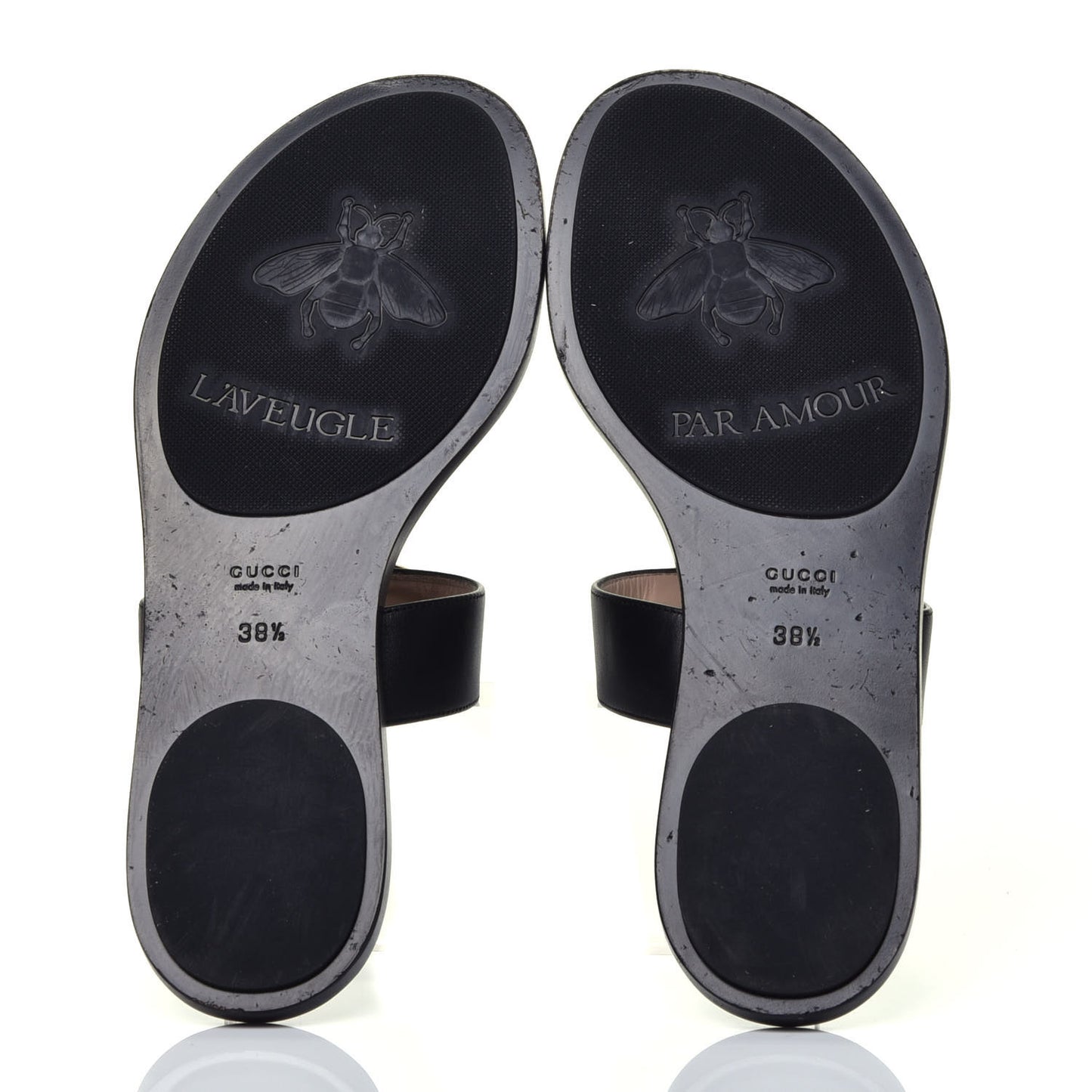 Calfskin GG Marmont Thong Sandals 38.5 Black