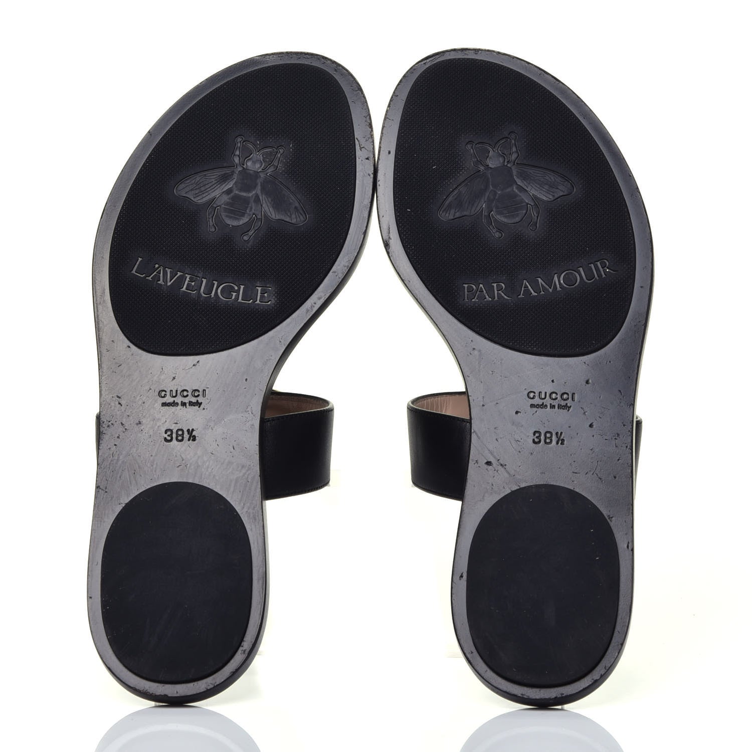 Gucci Calfskin GG Marmont Thong Sandals 38.5 Black 5 of 8