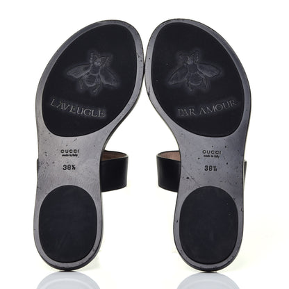 Gucci Calfskin GG Marmont Thong Sandals 38.5 Black 5 of 8