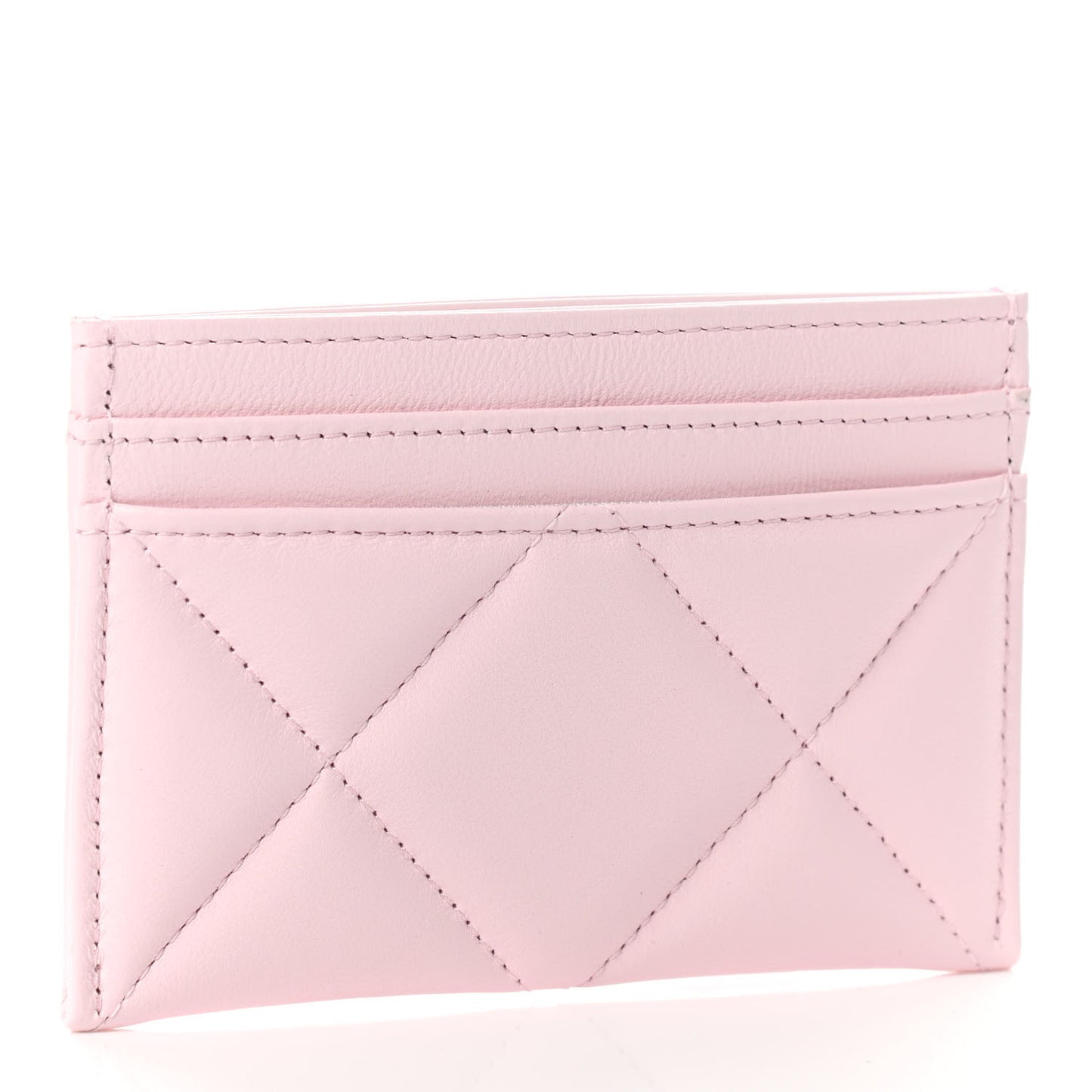 Lambskin Quilted Chanel 19 Card Holder Light Pink