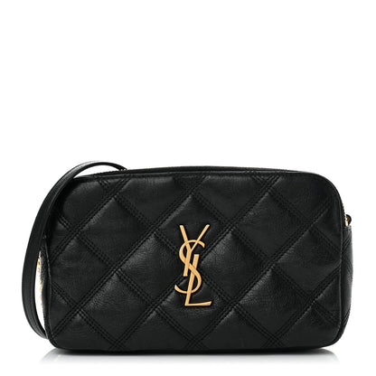 Saint Laurent Grained Lambskin Quilted Mini Becky Double Zip Bag Black 1 of 13
