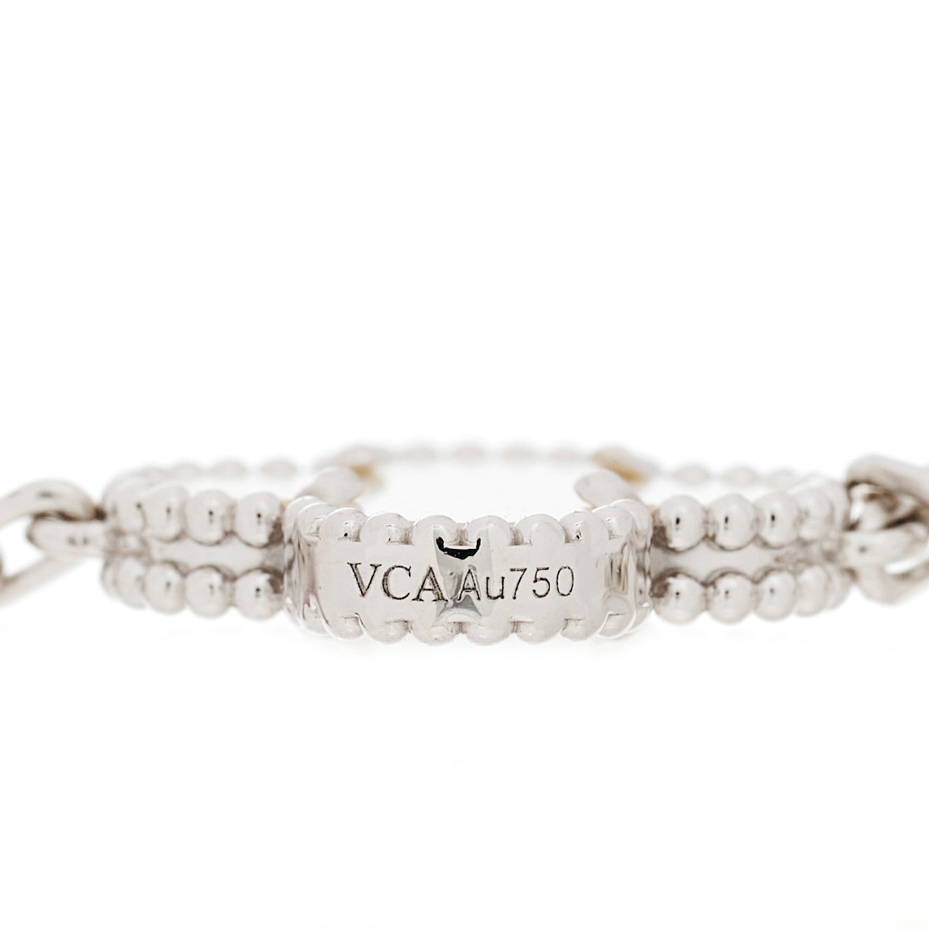 18K White Gold Mother of Pearl 5 Motifs Vintage Alhambra Bracelet