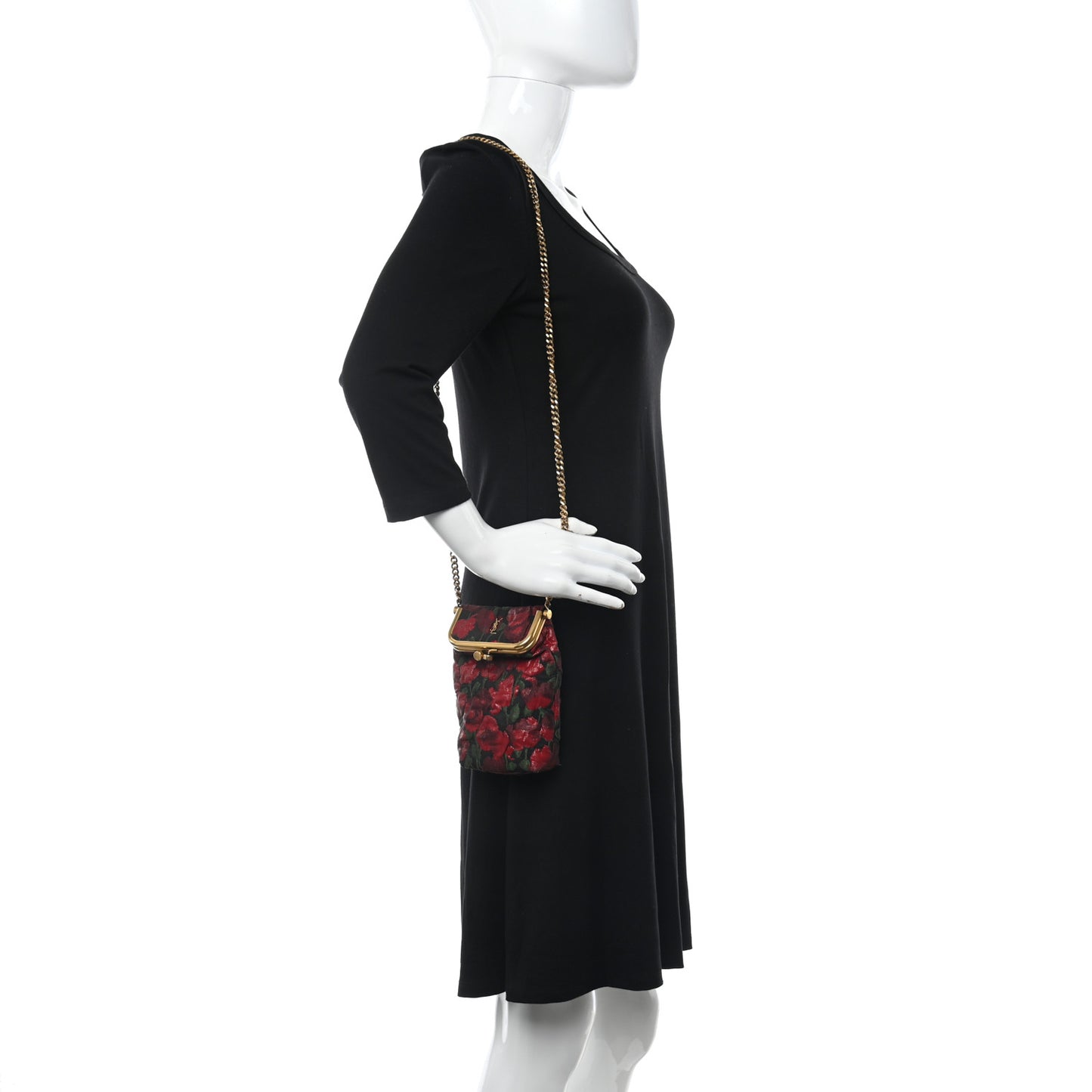 Brocade Monogram Small Charniere Bag Red Multicolor