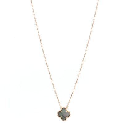 Van Cleef & Arpels 18K Rose Gold Gray Mother of Pearl Vintage Alhambra Pendant Necklace 1 of 4