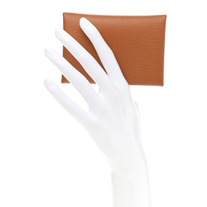Hermes Epsom Calvi Duo Card Case Gold 2 of 7