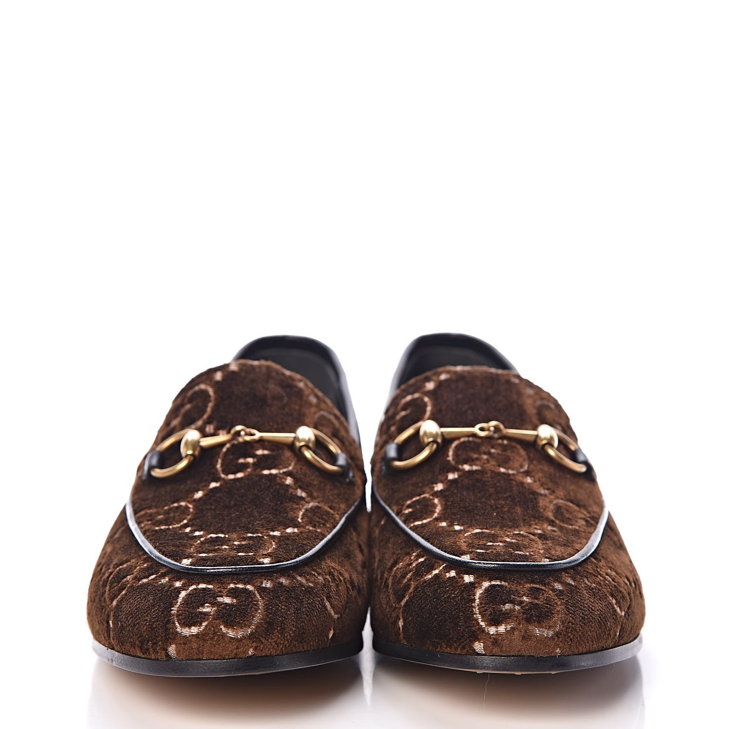Gucci Velvet GG Monogram Horsebit Womens Jordaan Loafers 36.5 Brown Black 2 of 9