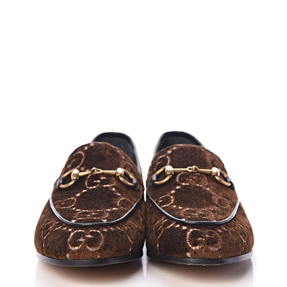 Gucci Velvet GG Monogram Horsebit Womens Jordaan Loafers 36.5 Brown Black 2 of 9