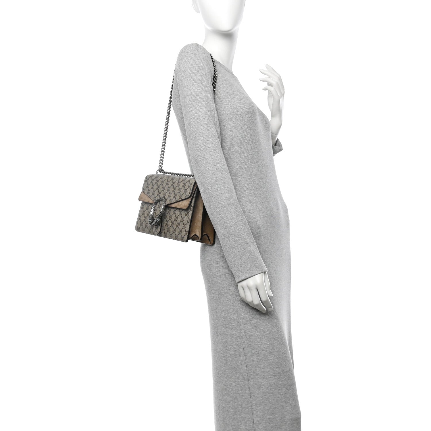 Gucci GG Supreme Monogram Small Dionysus Shoulder Bag Taupe 2 of 14