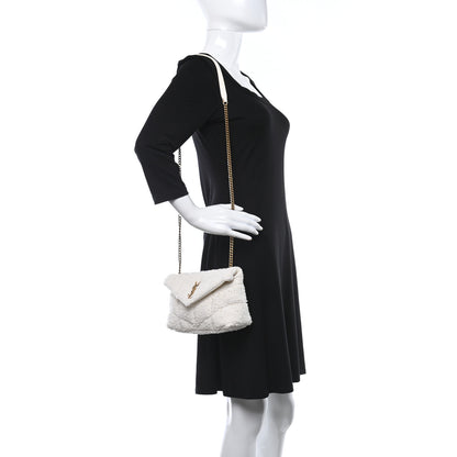 Saint Laurent Boucle Tweed Quilted Toy Loulou Puffer Monogram Chain Satchel Crema Soft 2 of 10