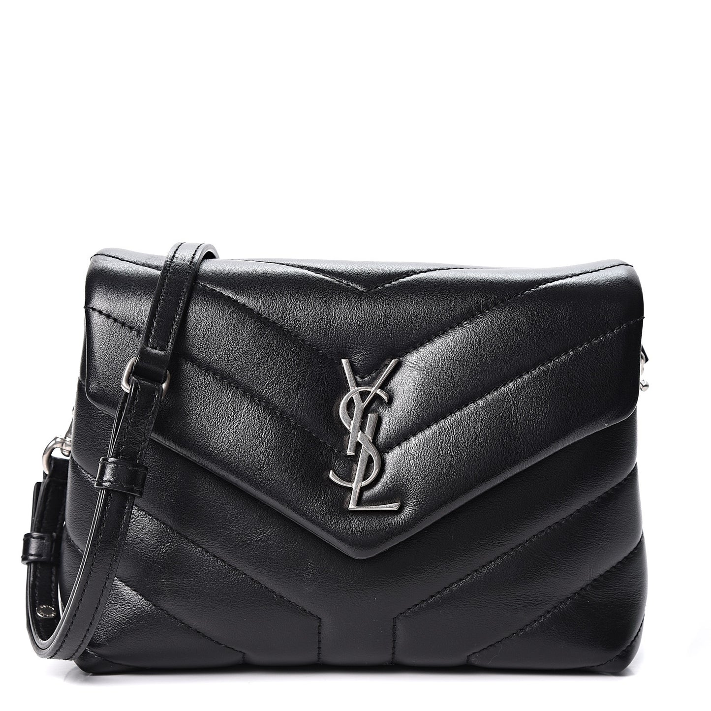 Calfskin Y Quilted Monogram Toy Loulou Crossbody Bag Black