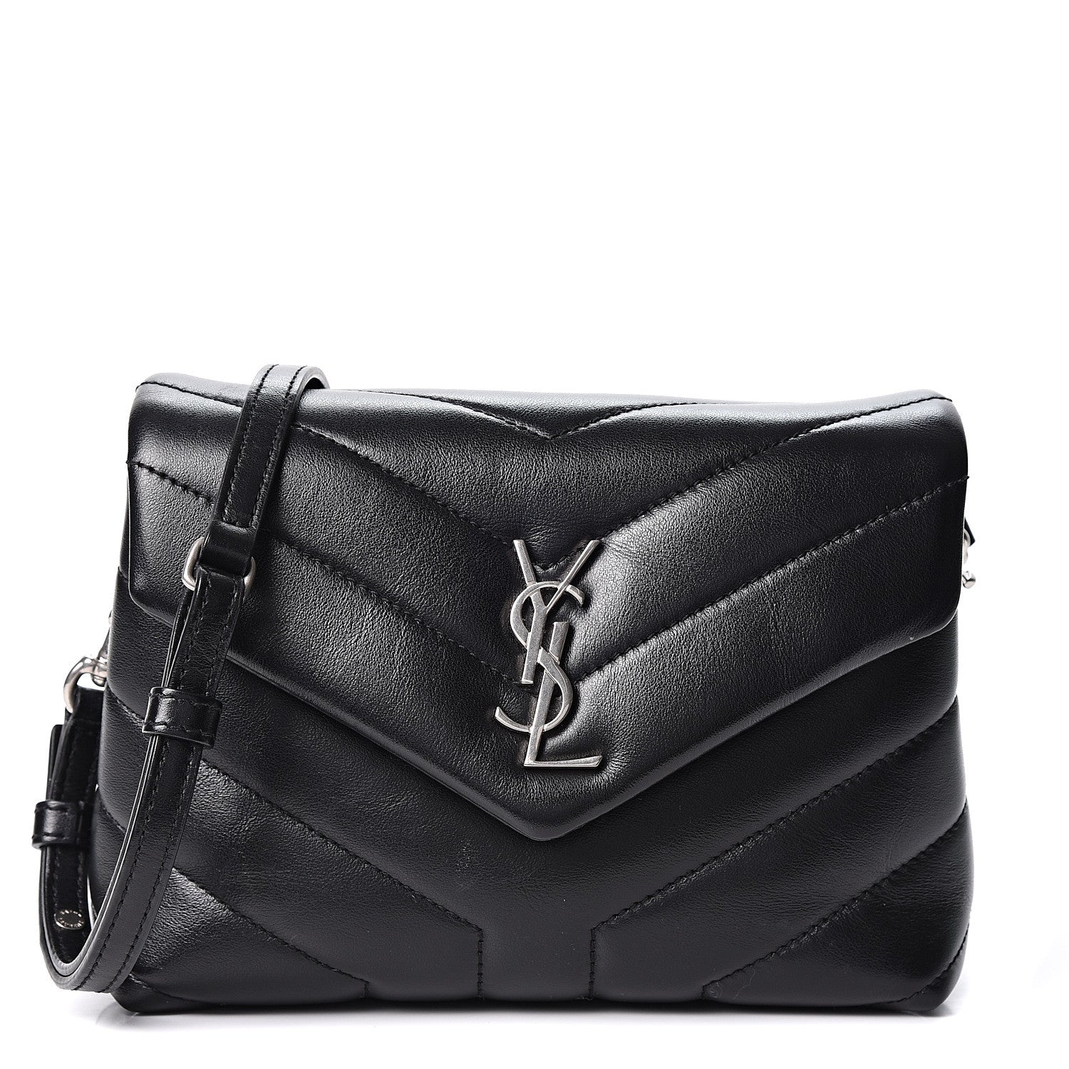 Saint Laurent Calfskin Y Quilted Monogram Toy Loulou Crossbody Bag Black 1 of 10