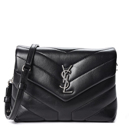 Saint Laurent Calfskin Y Quilted Monogram Toy Loulou Crossbody Bag Black 1 of 10
