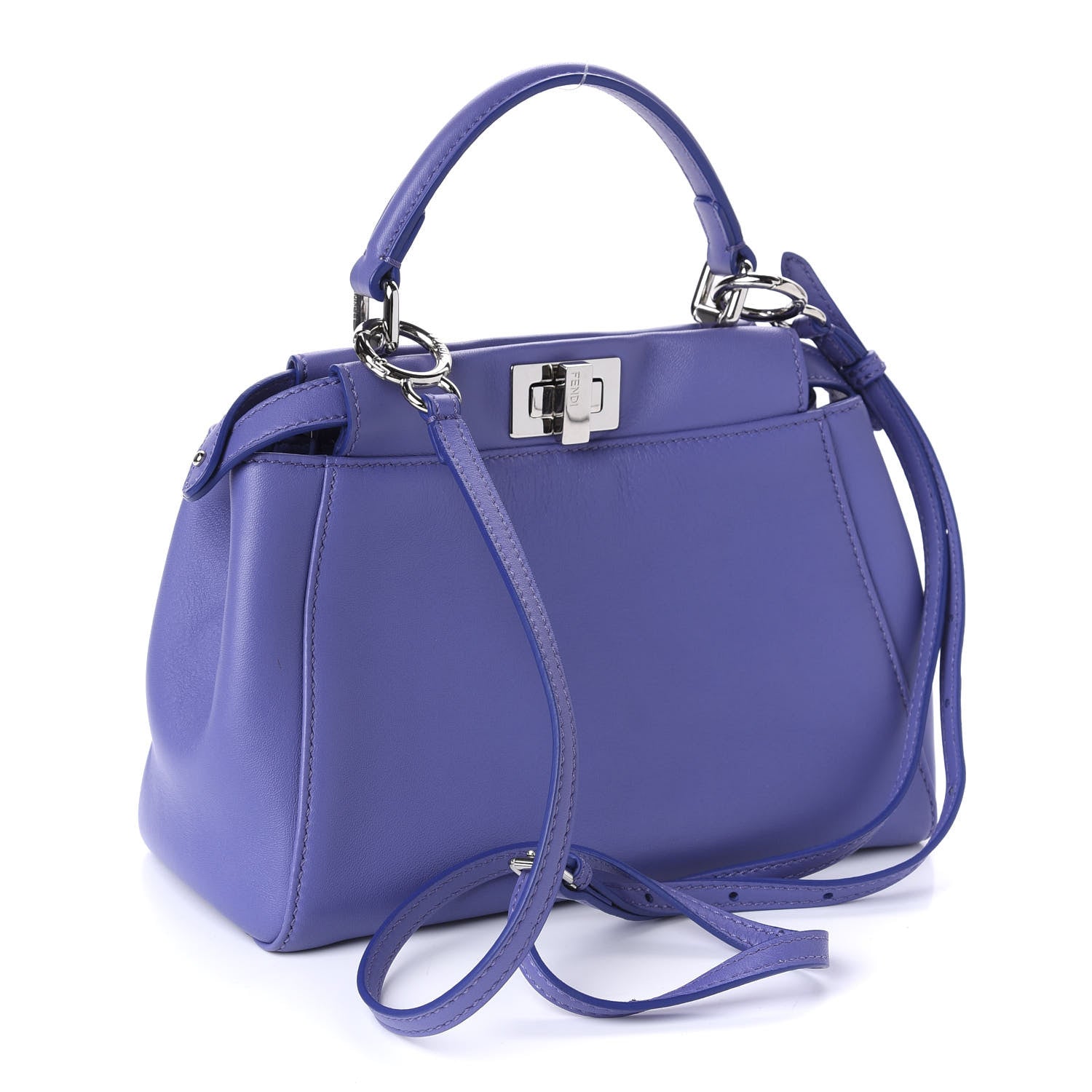 Fendi Nappa Mini Peekaboo Iconic Satchel Viola Cassis 3 of 10