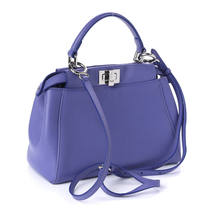 Fendi Nappa Mini Peekaboo Iconic Satchel Viola Cassis 3 of 10