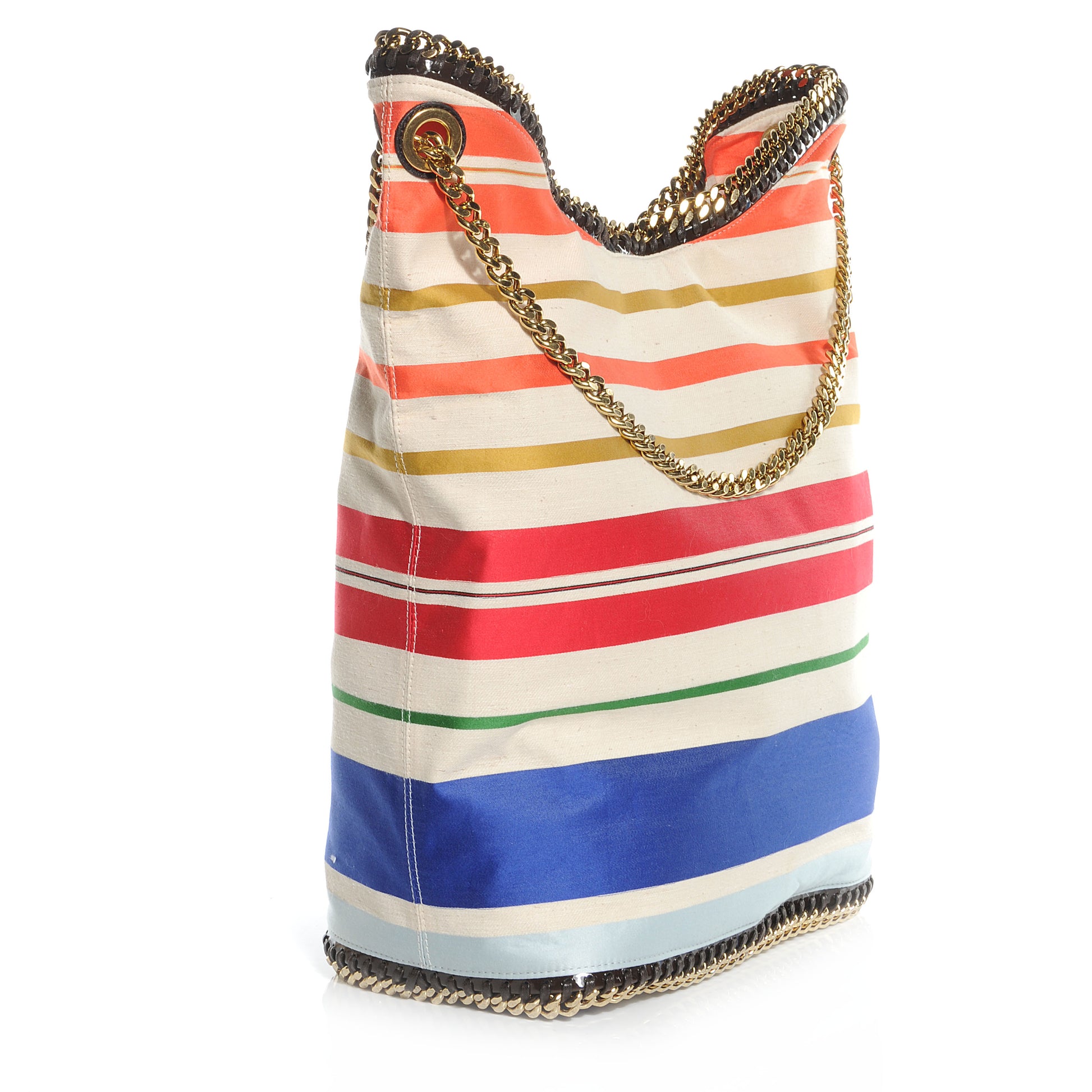 Stella McCartney Cotton Canvas Stripes Falabella Bucket Bag 3 of 8