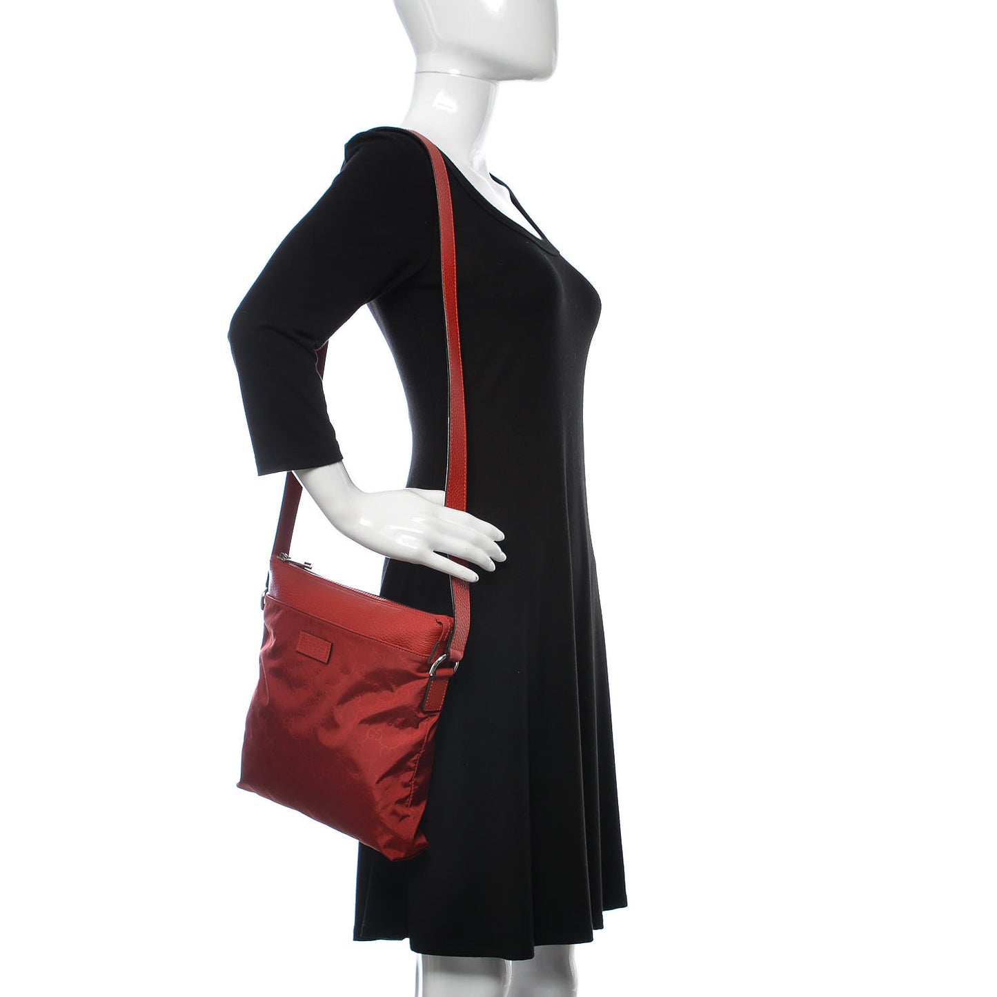 Nylon Monogram Dollar Calfskin Flat Messenger Bag Vibrant Red