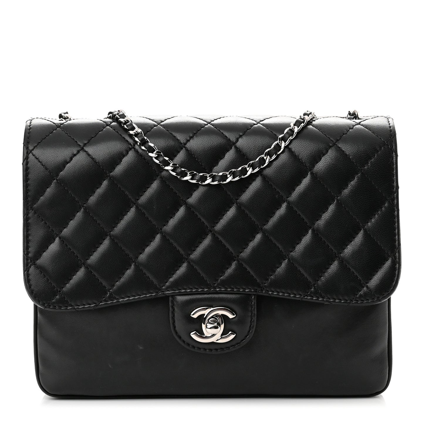 Lambskin Quilted Flap Black