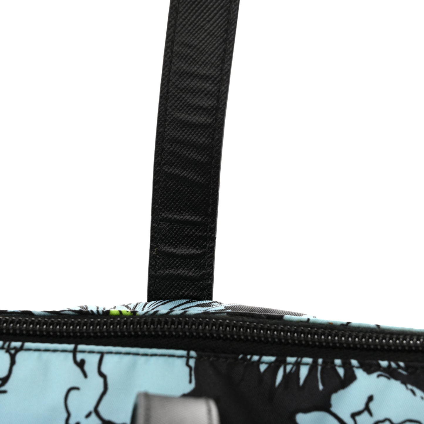 Tessuto Nylon Saffiano Floral Print Tote Black Blue Multicolor
