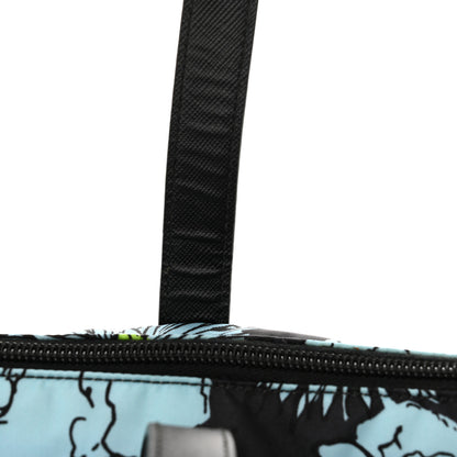Prada Tessuto Nylon Saffiano Floral Print Tote Black Blue Multicolor 14 of 14