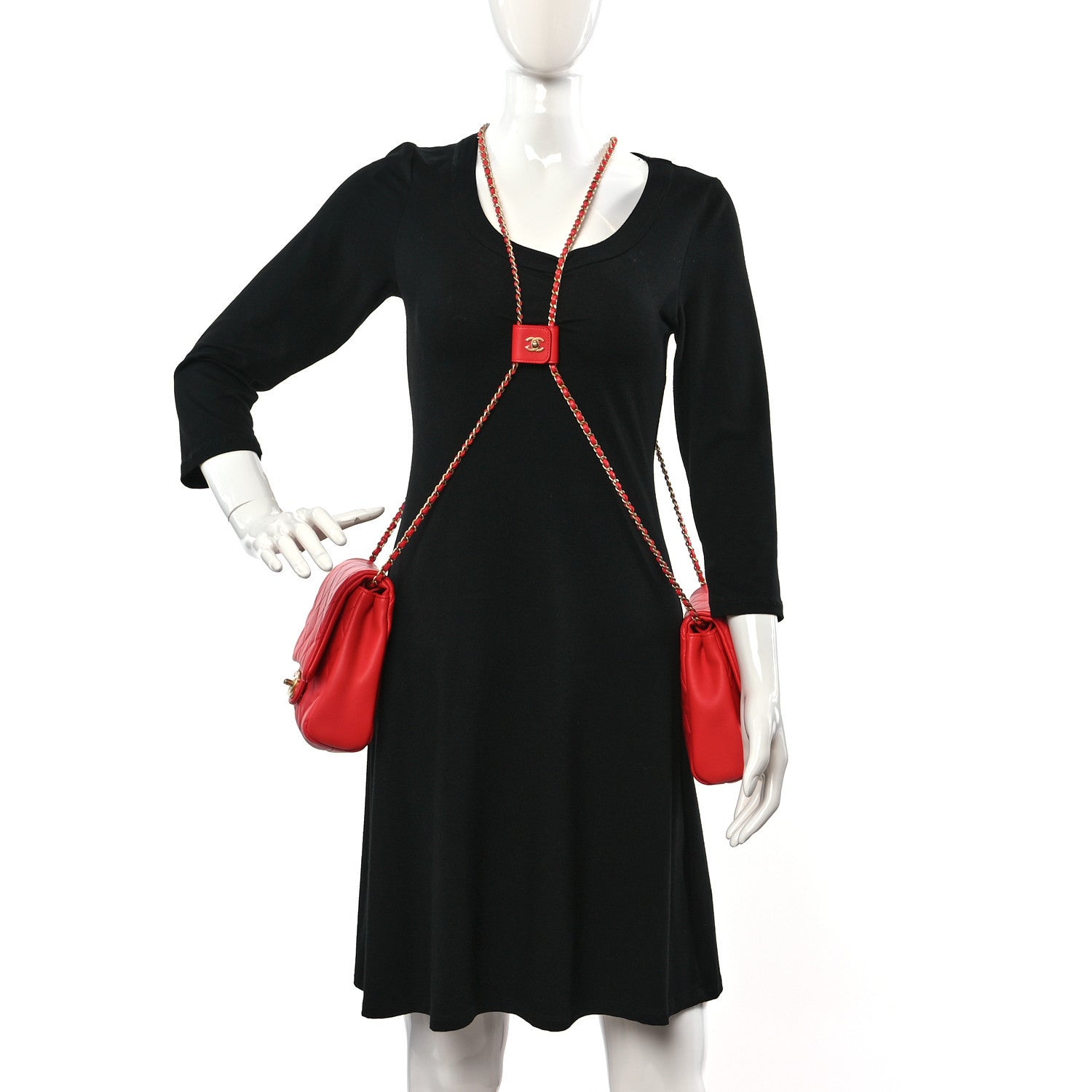 Chanel Lambskin Quilted Side-Packs Red 2 of 16