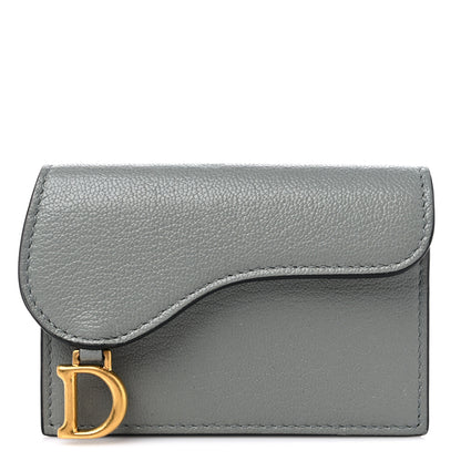 Christian Dior Goatskin Saddle Card Holder Grey 1 of 10