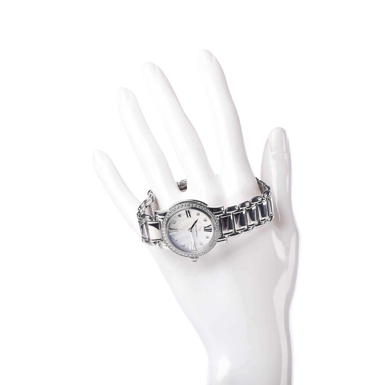 David Yurman Stainless Steel Diamond Bezel Mother of Pearl 30mm Classic Quartz Watch 2 of 8