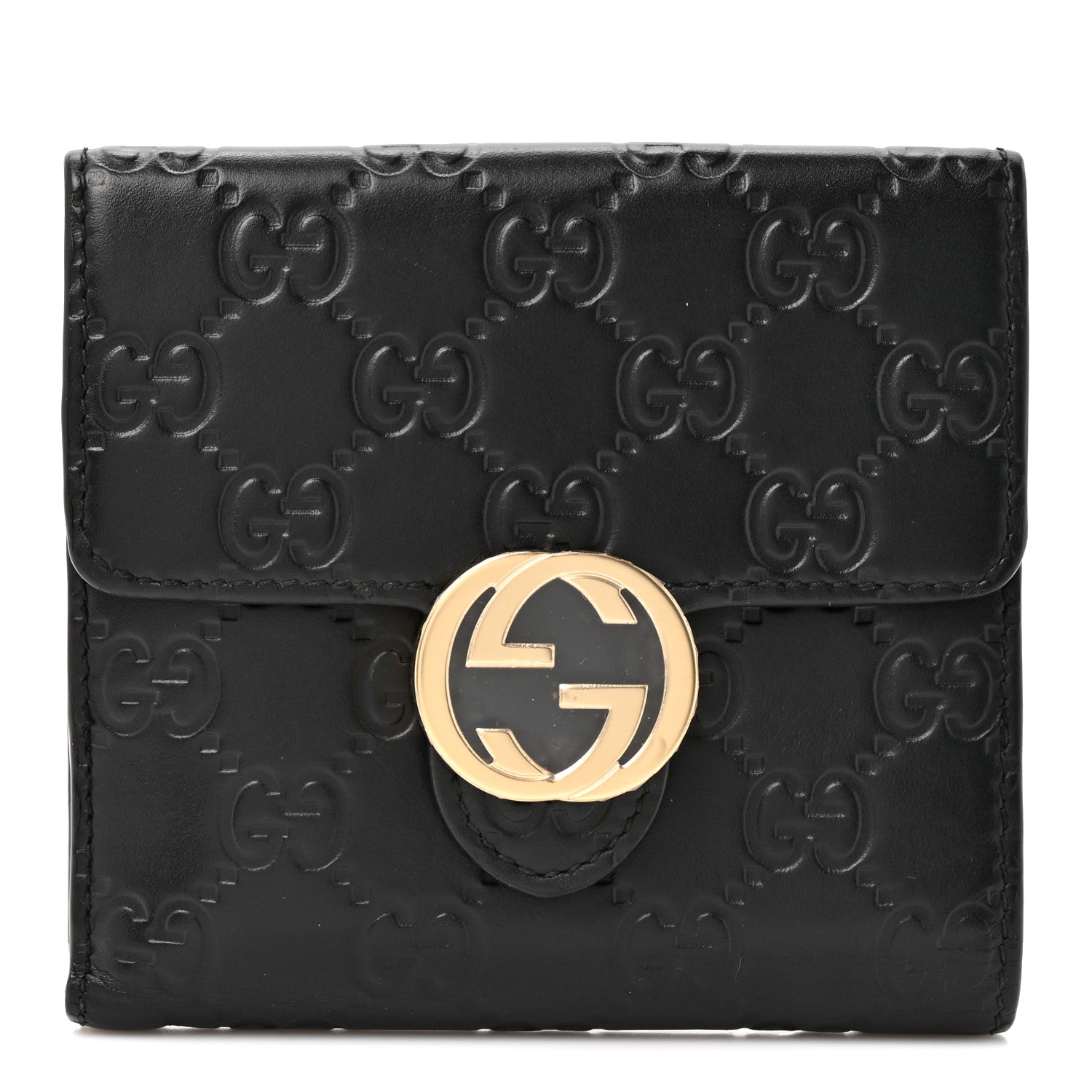 Gucci Guccissima Interlocking G French Wallet Black 1 of 7