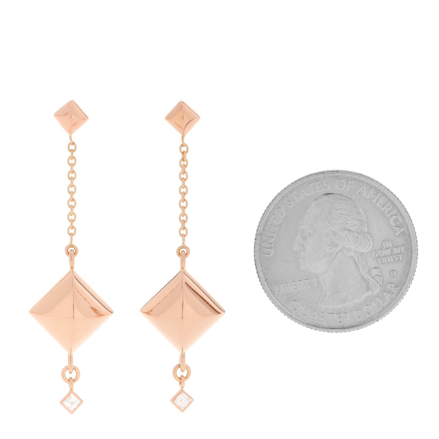 Hermes 18K Rose Gold Diamond PM Collier de Chien Rock Earrings 2 of 6