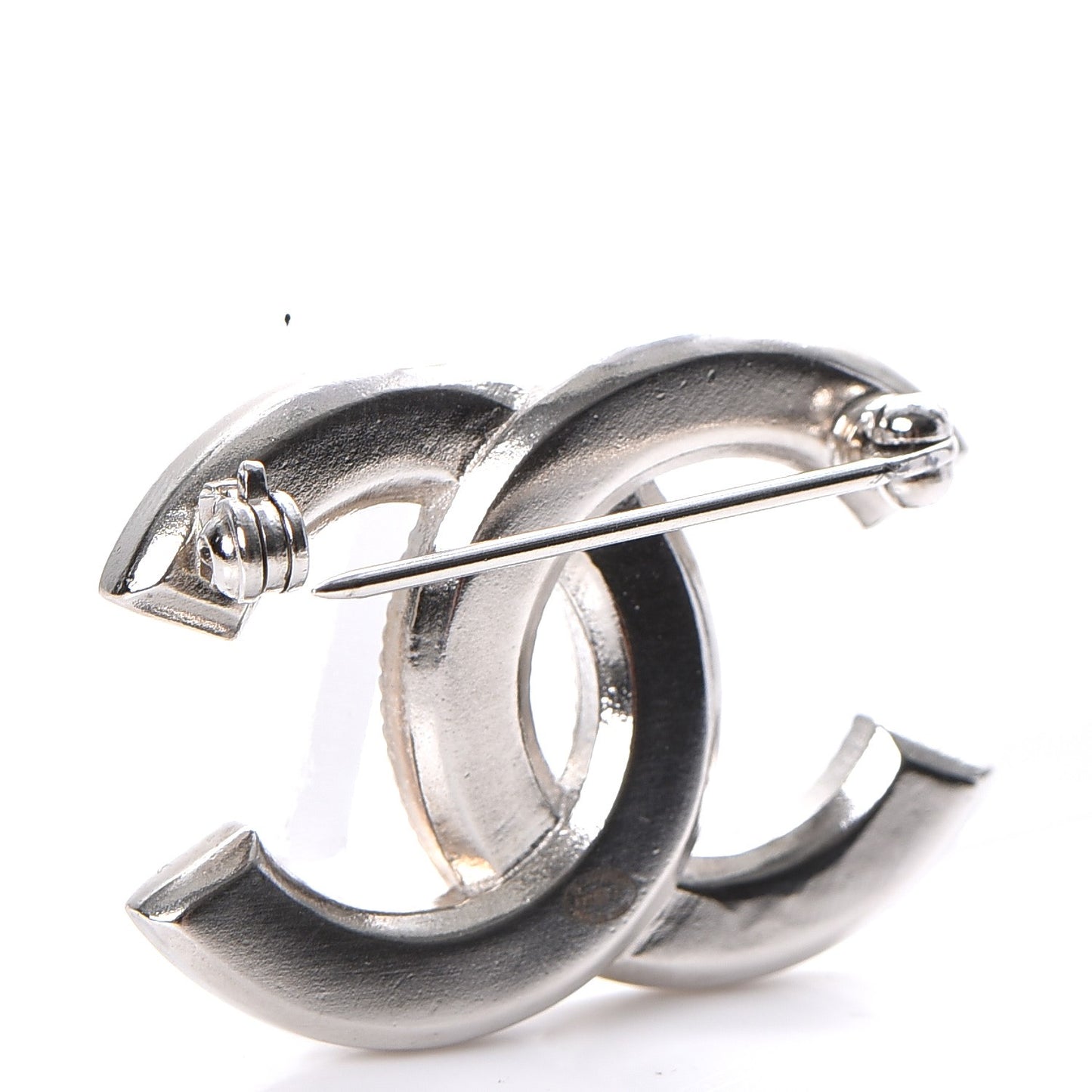 Crystal Baguette CC Brooch Grey Silver