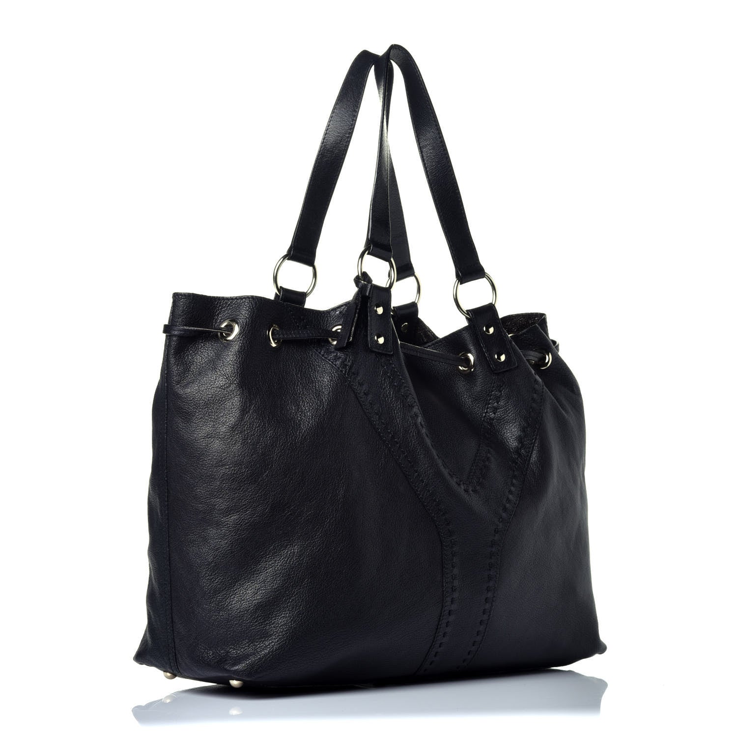 Saint Laurent Calfskin Reversible Double Sac Y Tote Gold Black 4 of 14