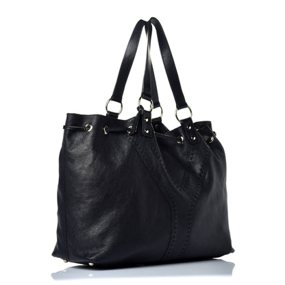 Saint Laurent Calfskin Reversible Double Sac Y Tote Gold Black 4 of 14