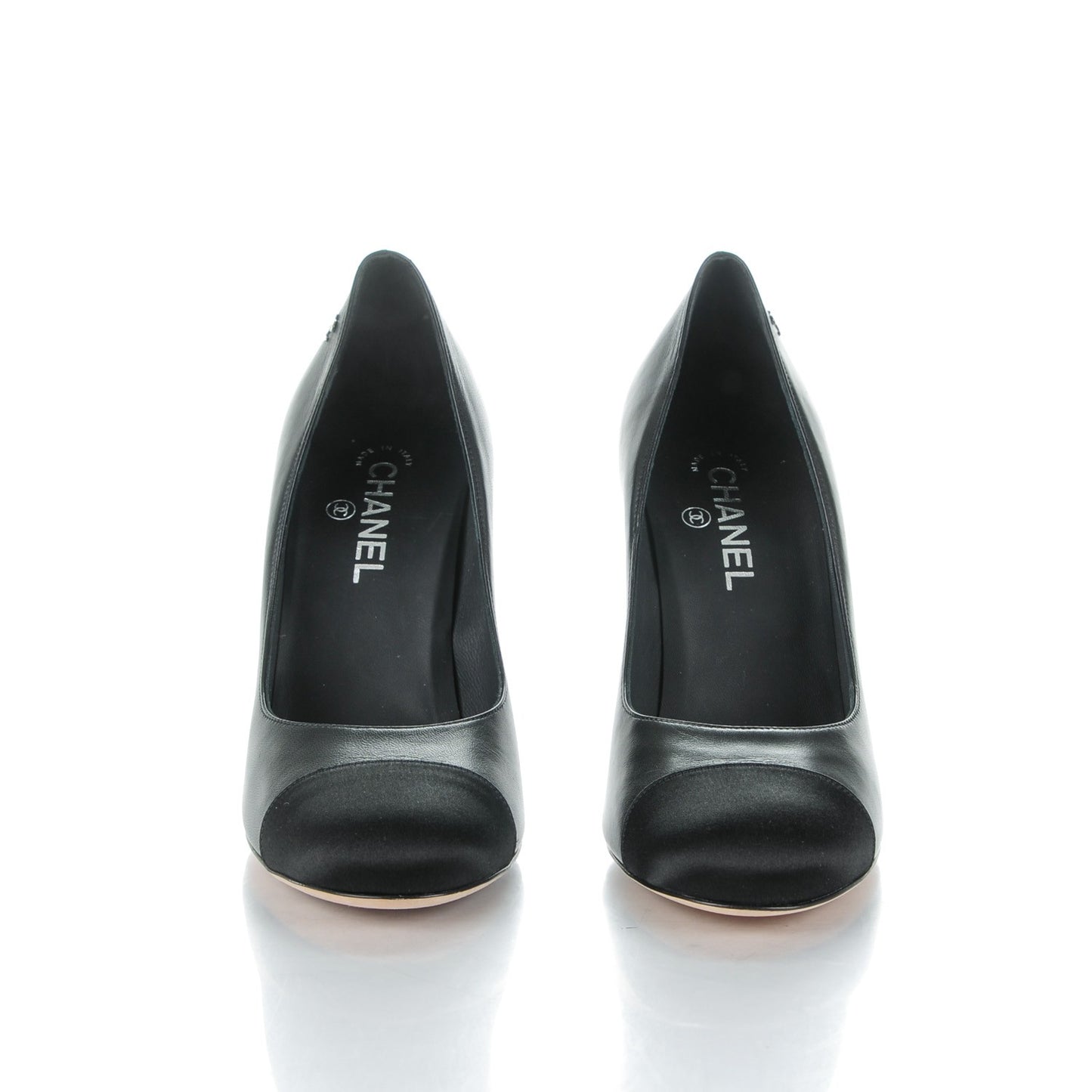 Lambskin Satin Cap Toe Pumps 41 Black