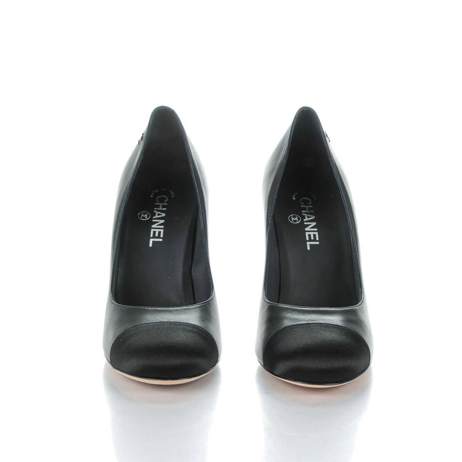 Chanel Lambskin Satin Cap Toe Pumps 41 Black 2 of 7