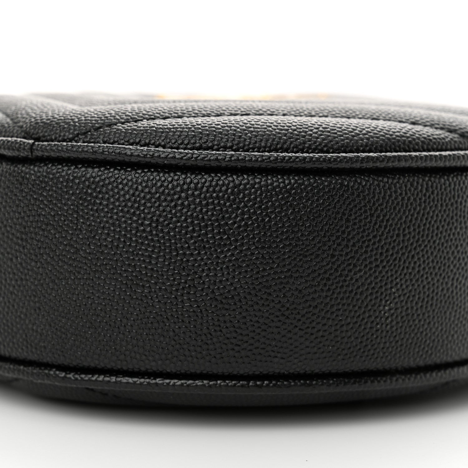 Saint Laurent Grain De Poudre Matelasse Chevron Quilted Round Vinyle Camera Bag Black 10 of 11