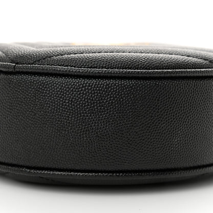 Saint Laurent Grain De Poudre Matelasse Chevron Quilted Round Vinyle Camera Bag Black 10 of 11