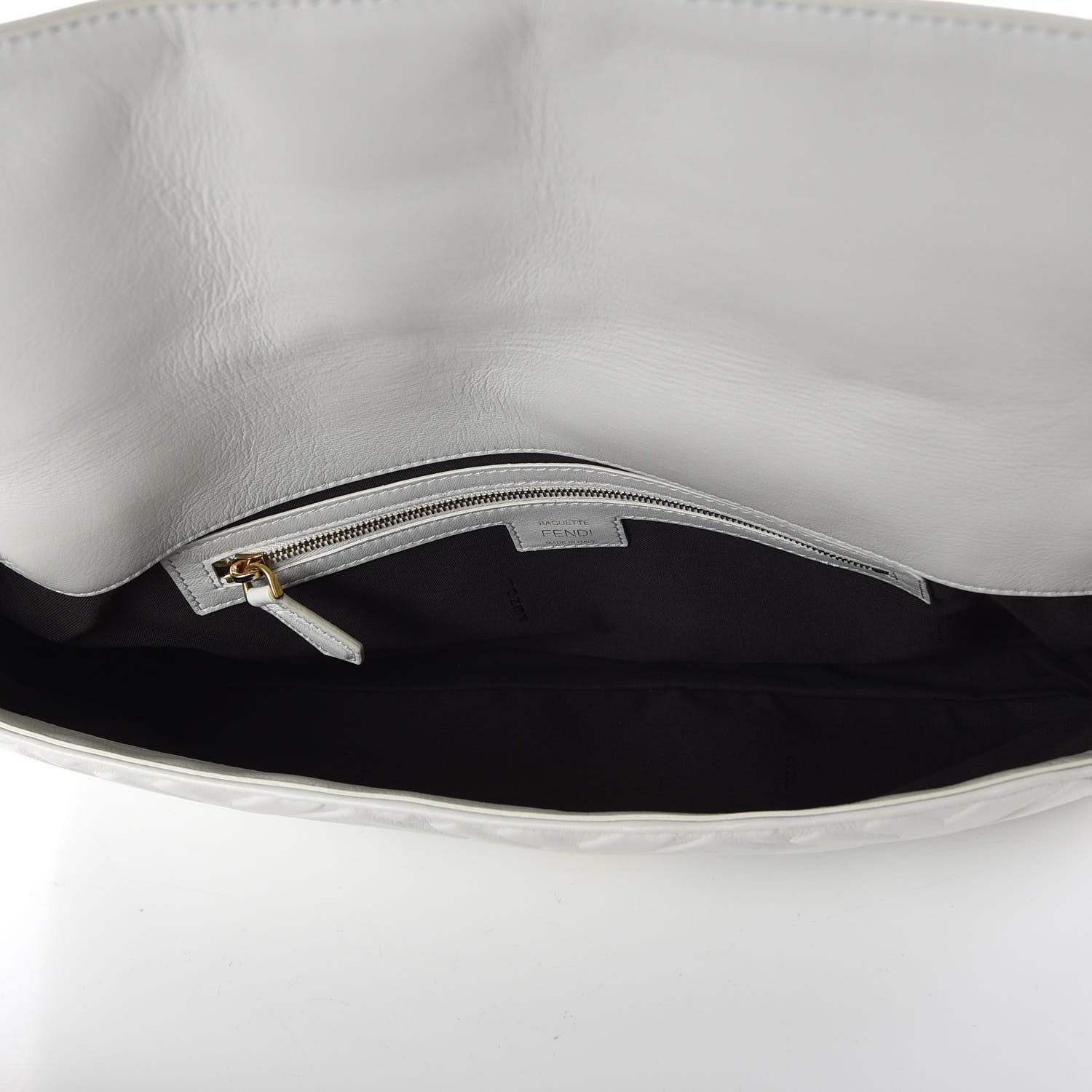 Fendi Nappa FF 1974 Embossed Large Baguette White 5 of 9