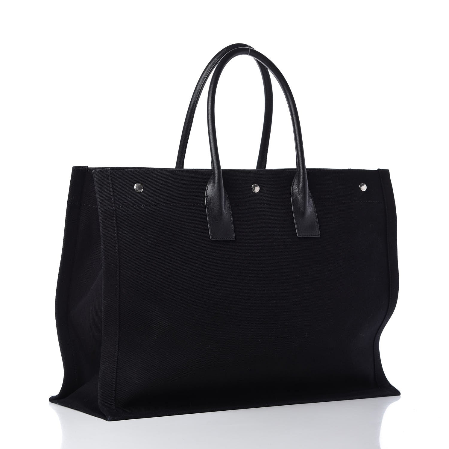 Saint Laurent Linen Calfskin Rive Gauche Tote Black 3 of 9