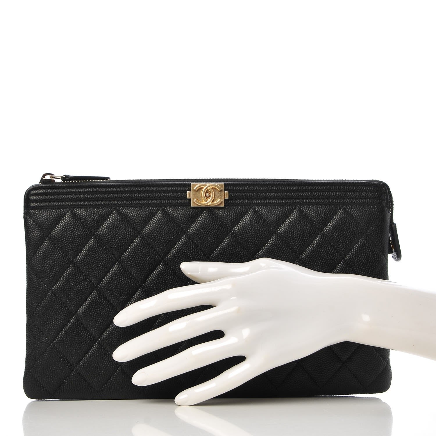 Chanel Caviar Quilted Small Zipped Boy Pouch Black 2 of 9
