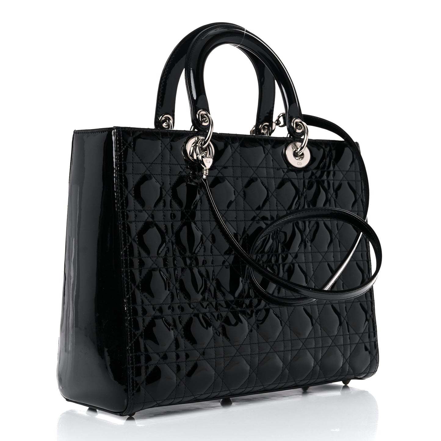 Patent Cannage Large Lady Dior Black