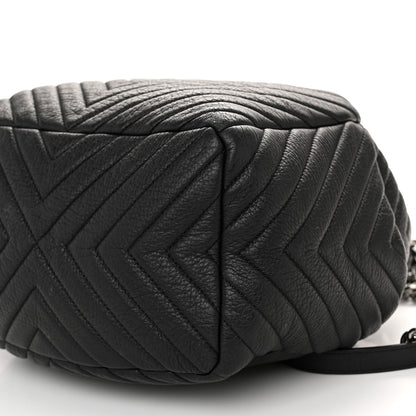 Chanel Deerskin Chevron Medium CC Chain Bucket Drawstring Bag Black 10 of 11