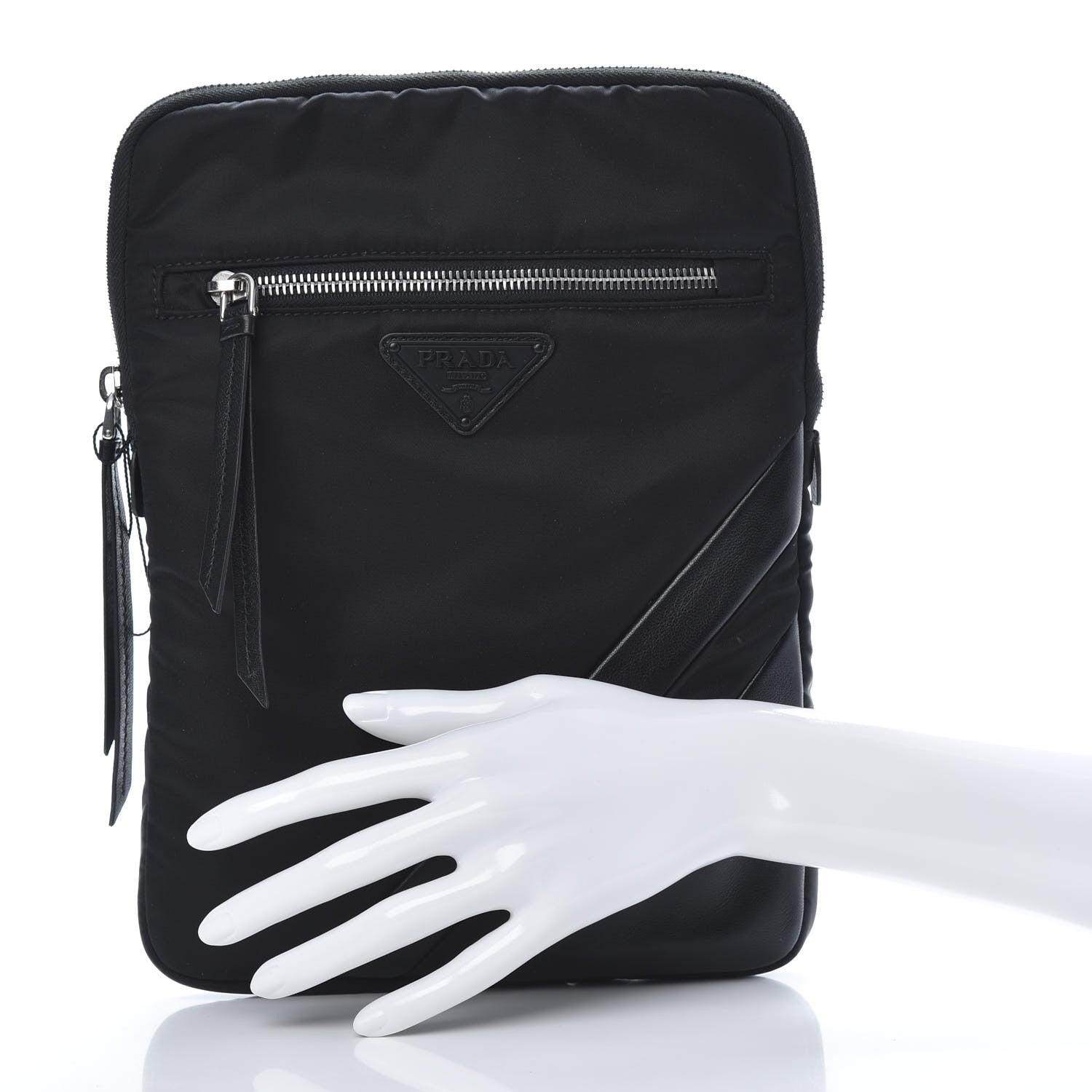 Prada Tessuto Nylon Nappa Pouch Black 2 of 9