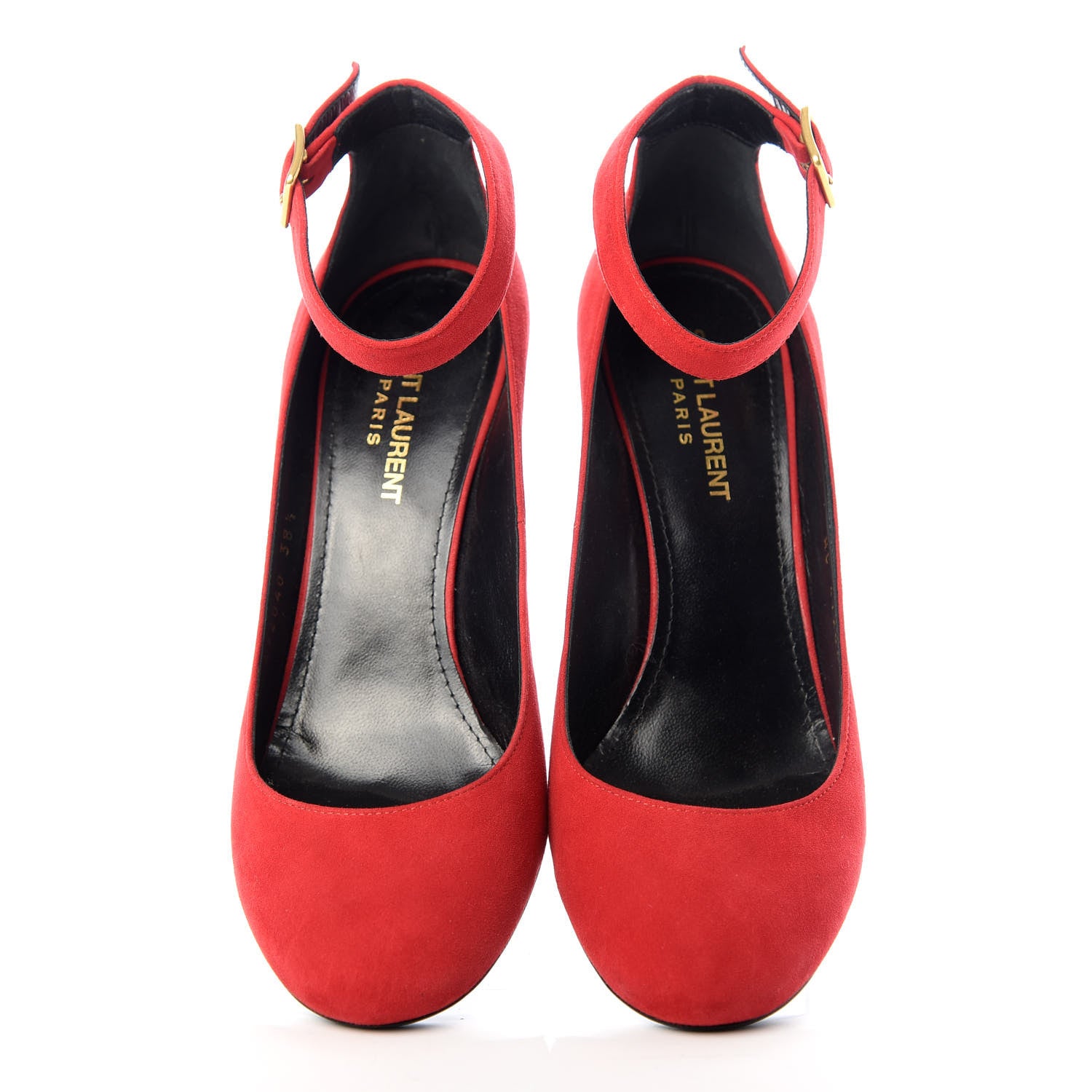 Saint Laurent Suede Loulou 70 Ankle Strap Pumps 38.5 Red 5 of 10