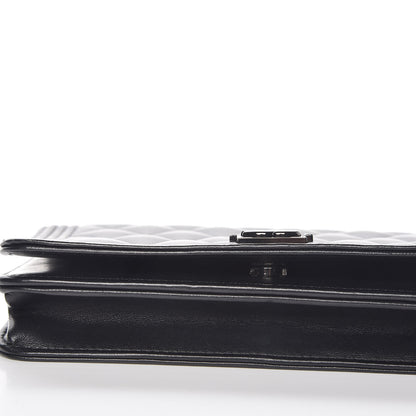 Chanel Lambskin Quilted Boy Wallet On Chain WOC So Black 11 of 12