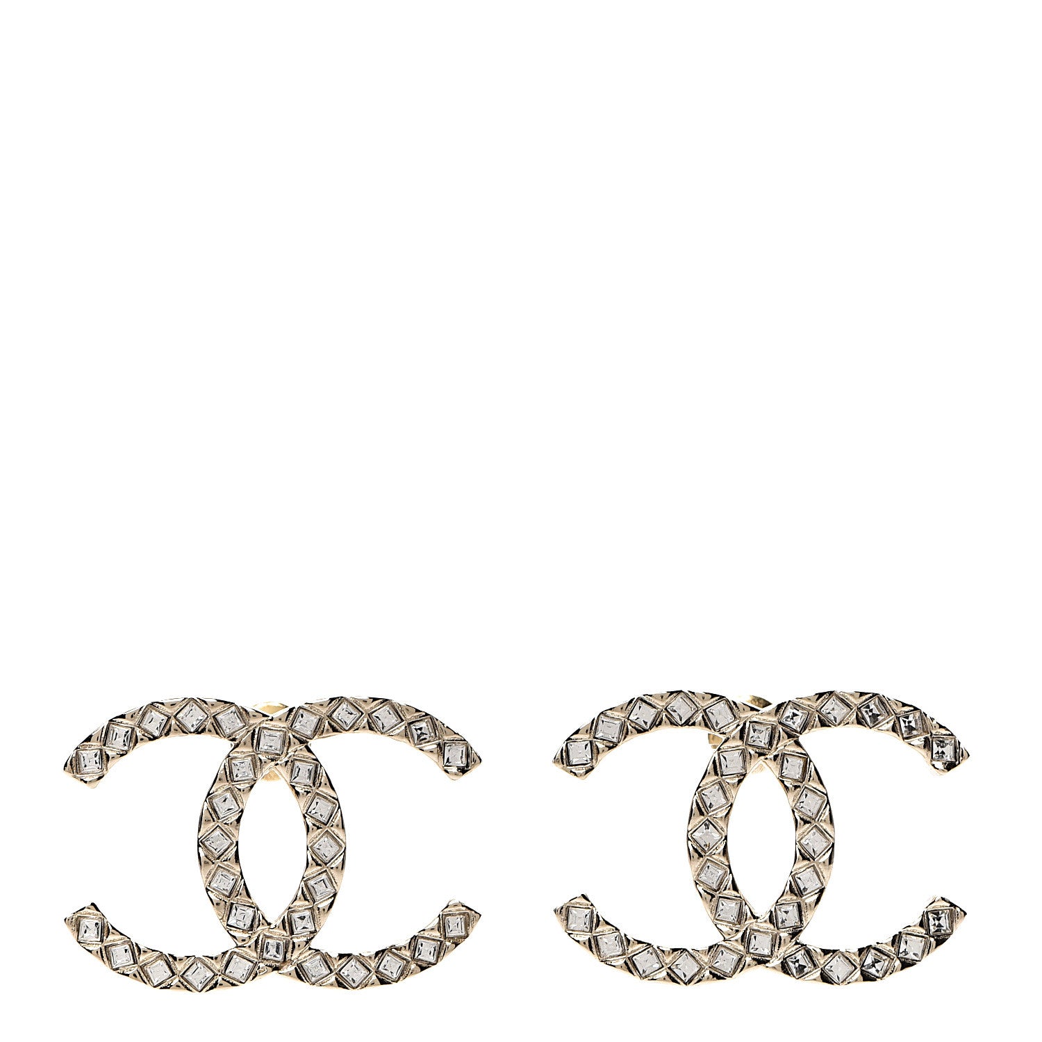 Chanel Baguette Crystal High Society CC Earrings Gold 1 of 5