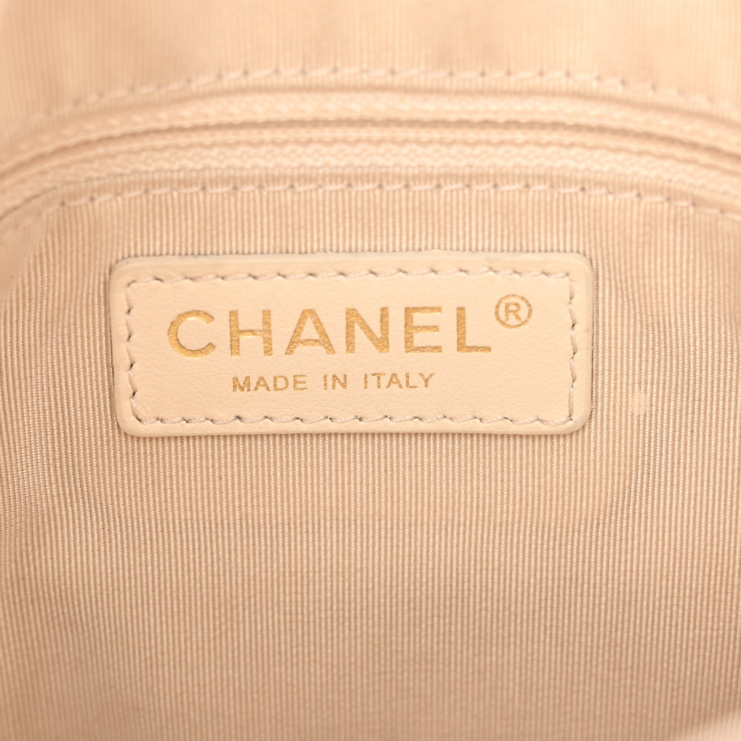 Aged Calfskin Quilted Chain Bucket Drawstring Bag White